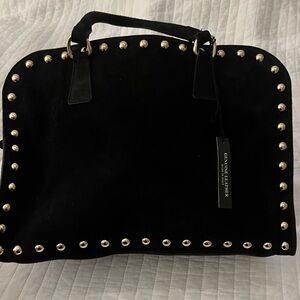 Black suede Studded  Bag- has a shoulder strap- new Claudia. Italy
